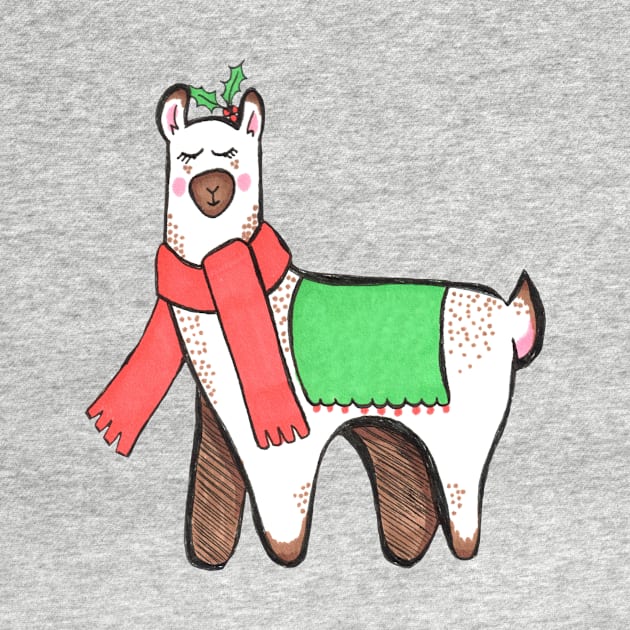 Cute Christmas Llama by RuthMCreative